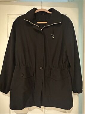 Women's Aeros Black Utility Jacket with Zip Collar and Buttoned Pockets